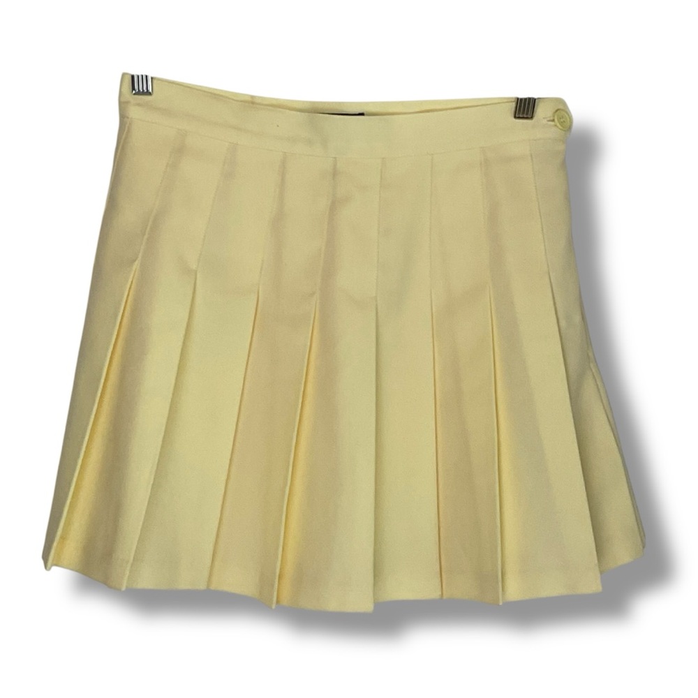 American Apparel Tennis Skirt Butter Yellow Pastel Golf Pleated Mini Size‎ Large